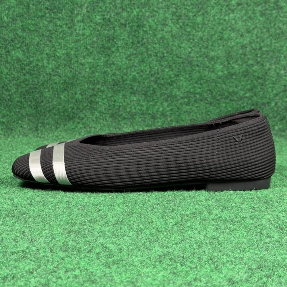 Vivaia Black Ribbed Knit Pointed Toe Flats Womens 11 Silver Stripe Accent EU 43 - Picture 3 of 9